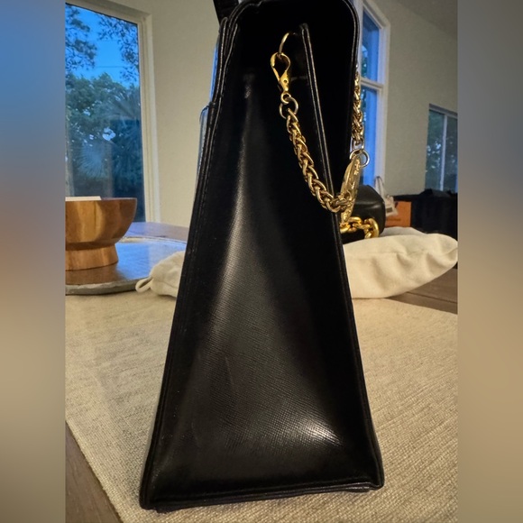 VERSACE Vintage classic. Black MEDALLION bag w shining gold hardware. A STEAL. - Picture 8 of 15